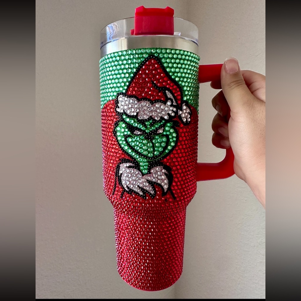 Grinchmas Rhinestone Christmas Tumbler 40oz 🎄 - Picture 1 of 4